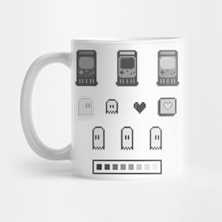 Retro Arcade Ghost Black and White Mug